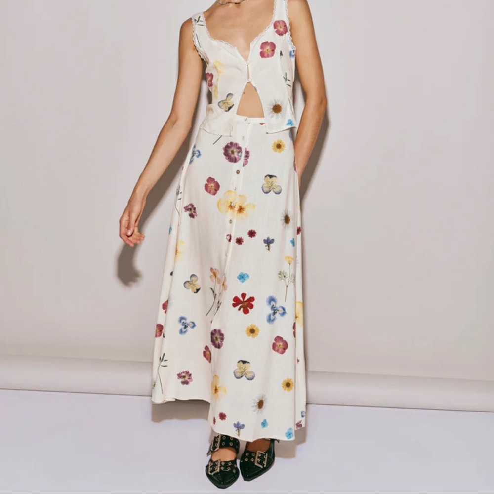 Linen Set Floral Skirt And Top (Vrg Grl)